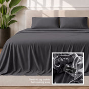 Sewn-in tag makes bed-making easy