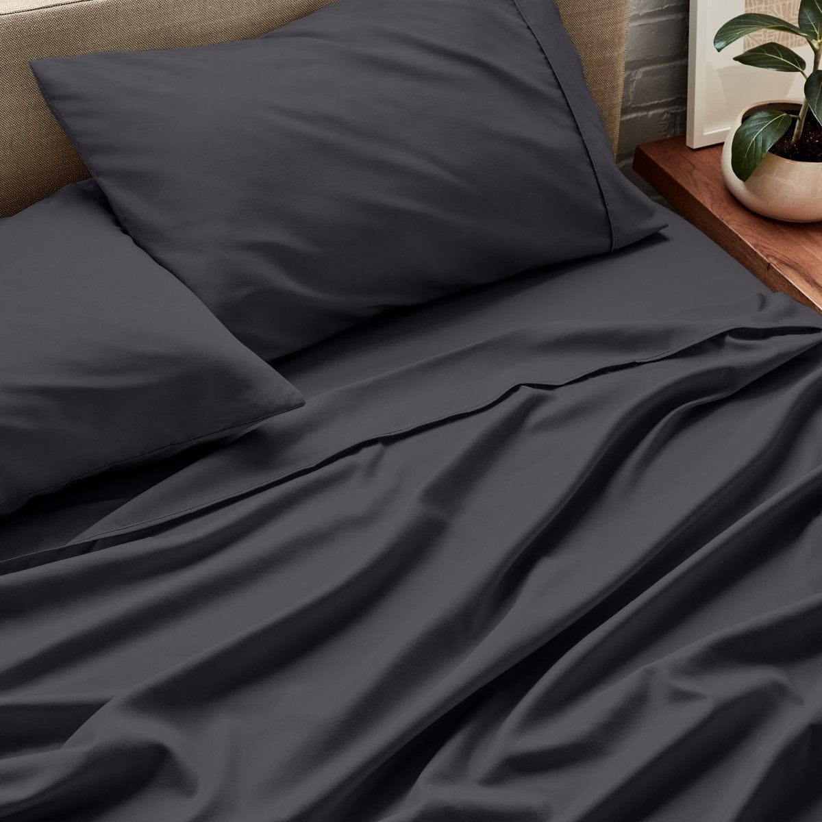 Close up of ultra-soft sheets on a bed