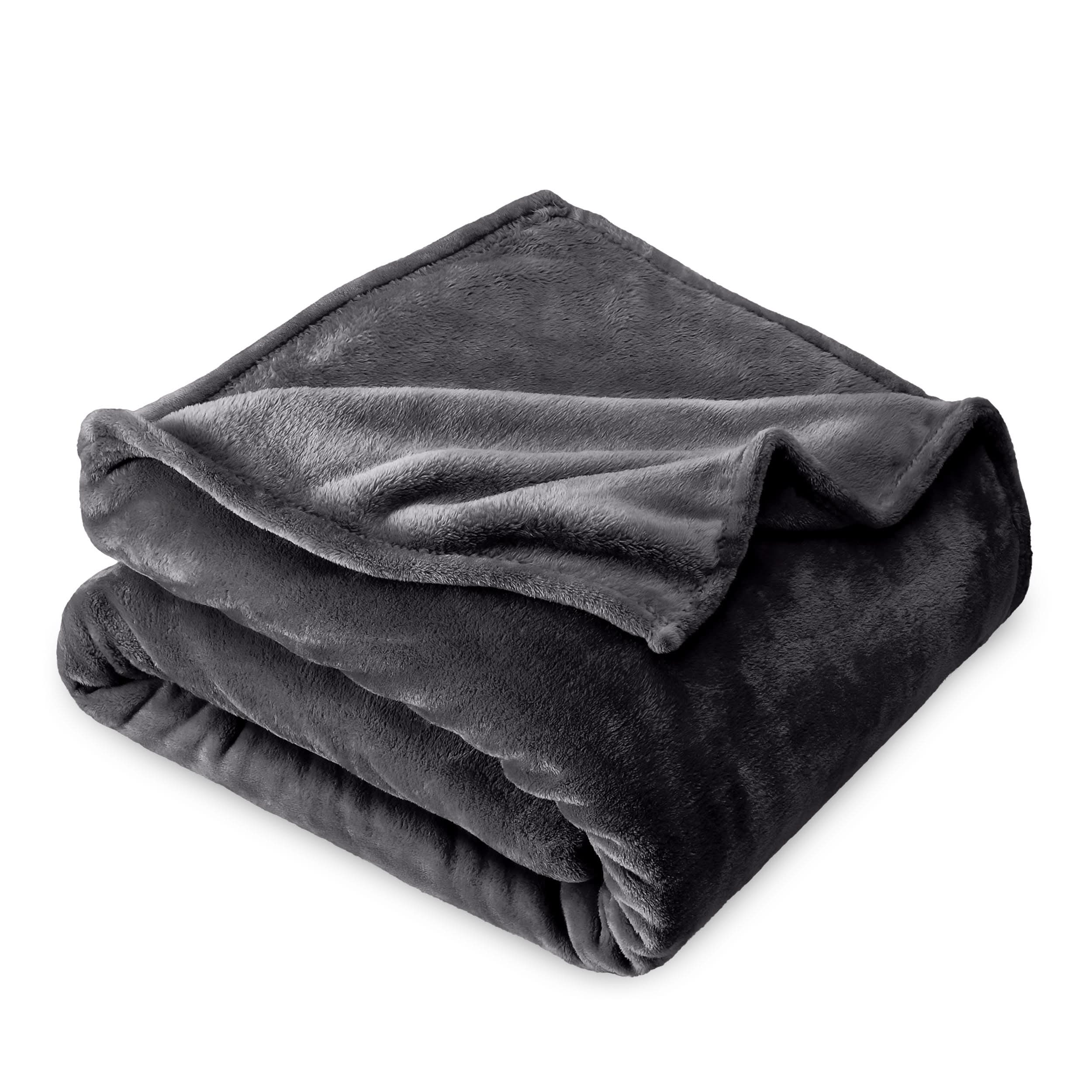 A microplush blanket folded neatly