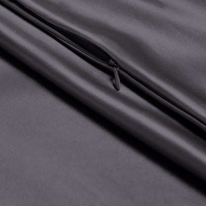 Close-up of poly satin pillowcase with a zipper