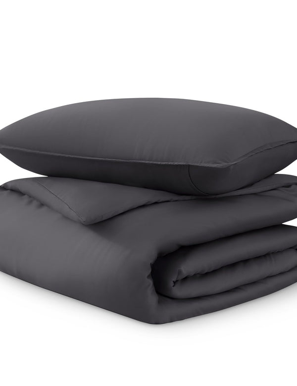 Tencel duvet set folded and stacked