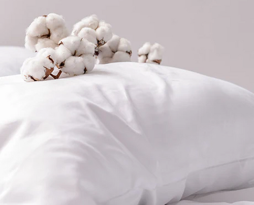 Close-up of a white pillow and bedding