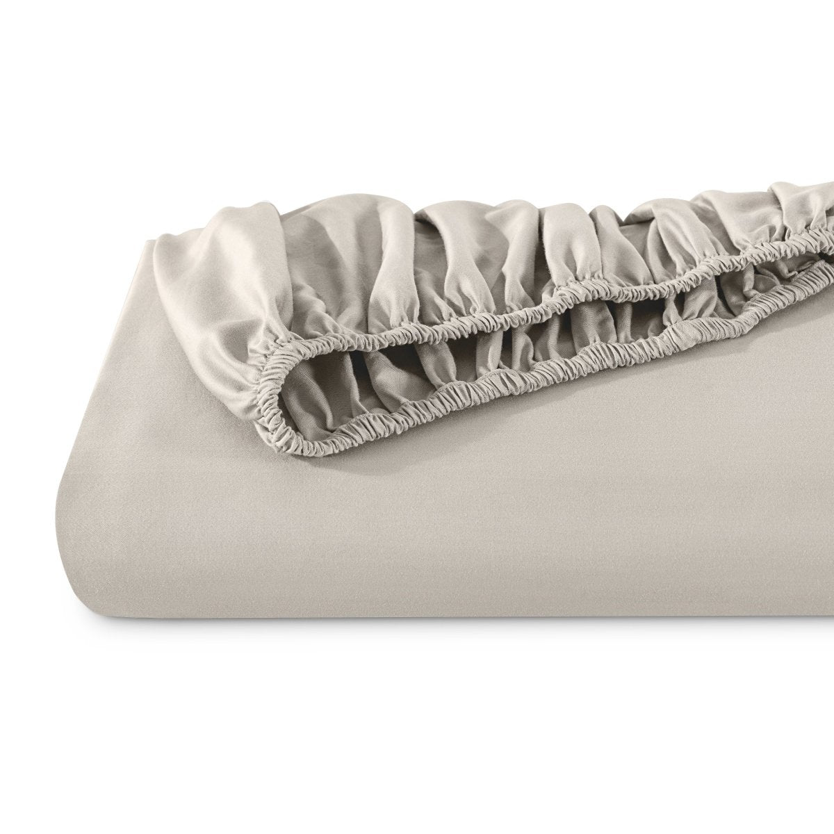 Organic sateen fitted sheet folded