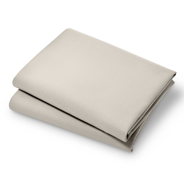 Two sateen pillowcases folded and stacked