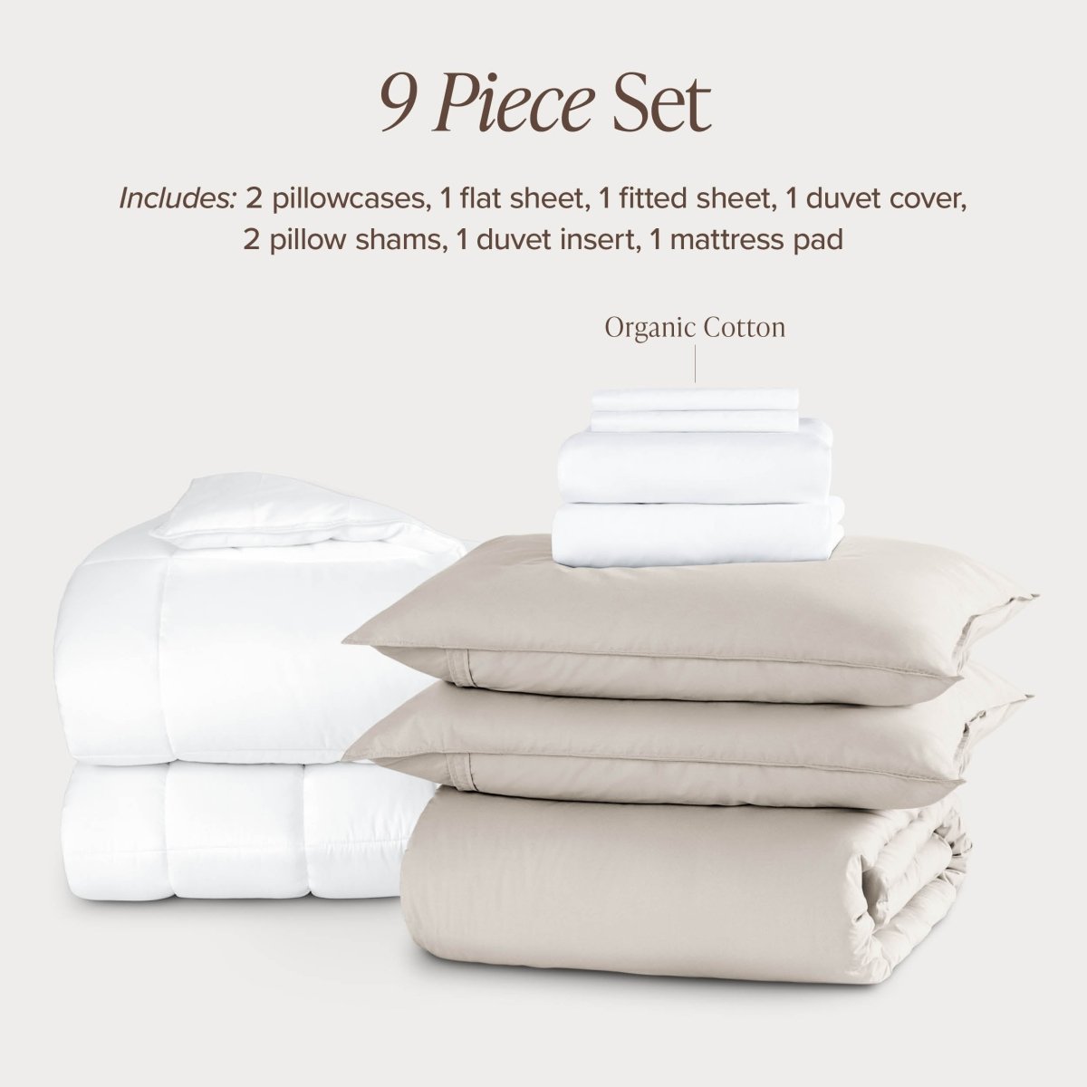 Percale bundle stacked to show what is included