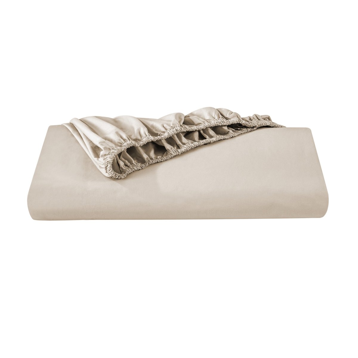 Organic percale fitted sheet folded