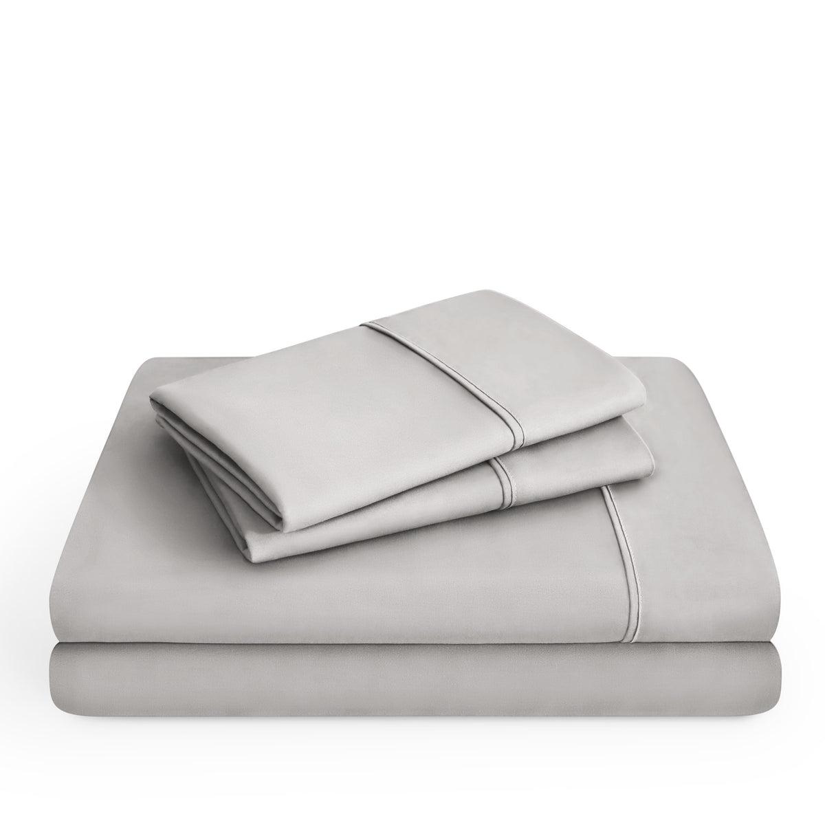 Microfiber sheet set folded and stacked