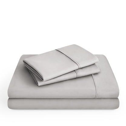 Microfiber sheet set folded and stacked