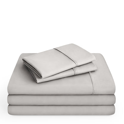 Microfiber sheet set folded and stacked