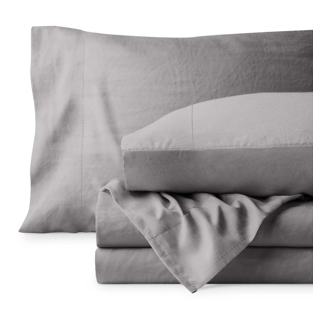 Washed sheet set folded and stacked