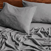 Close up of sheets and pillowcases on a bed