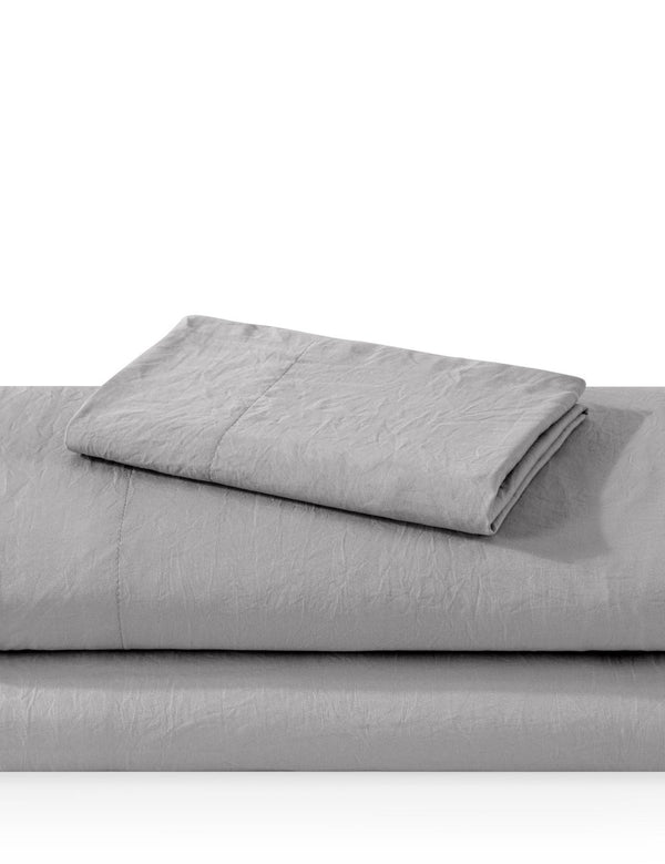 Washed sheet set folded and stacked