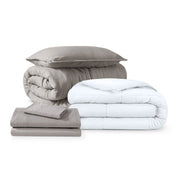 Washed bedding bundle folded and stacked