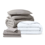 Washed bedding bundle folded and stacked