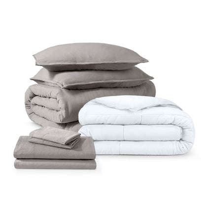 Washed bedding bundle folded and stacked