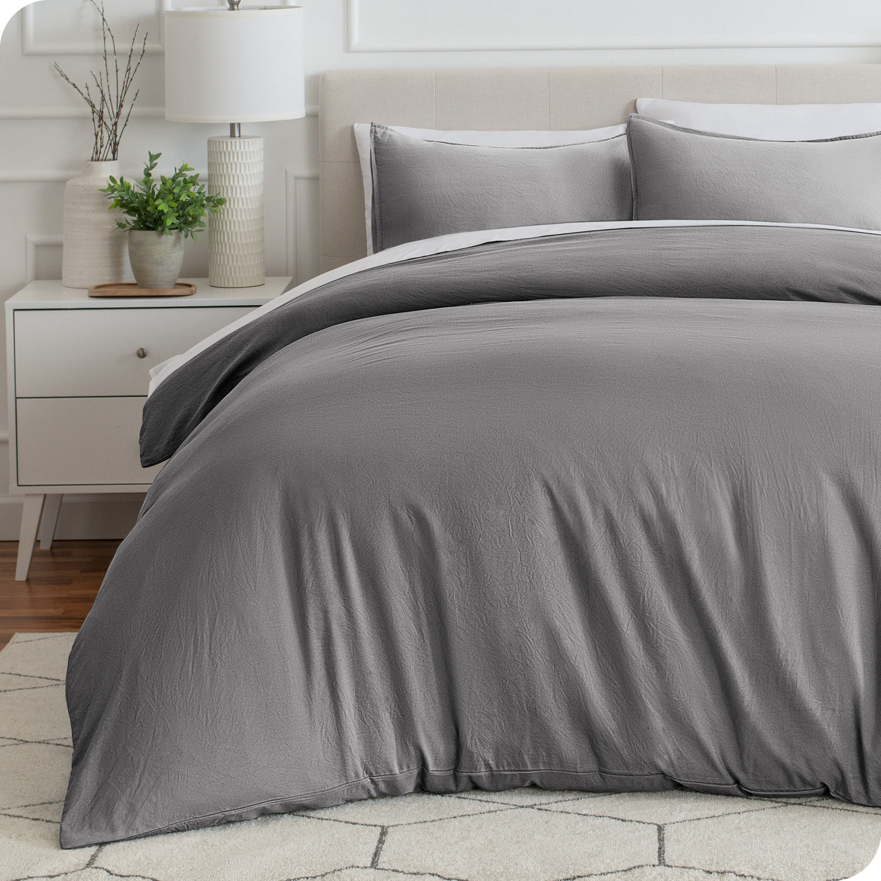  Bare Home Tencel Duvet Cover Set - Lyocell Derived from  Eucalyptus - Full/Queen Size - Ultra Soft 3 Piece Bedding Duvet Cover &  Pillow Shams (Full/Queen, Forged Iron Grey) : Home