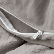 Close up of a duvet cover zipper closure