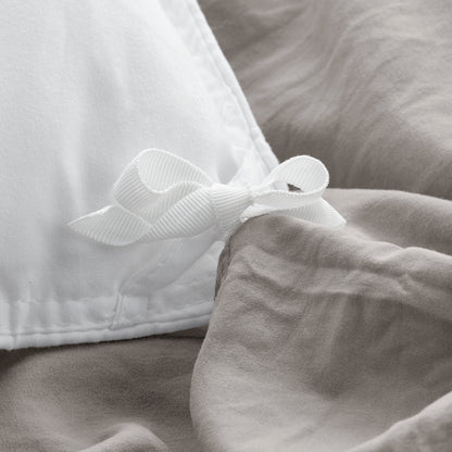 Close-up of a corner tie for a duvet cover