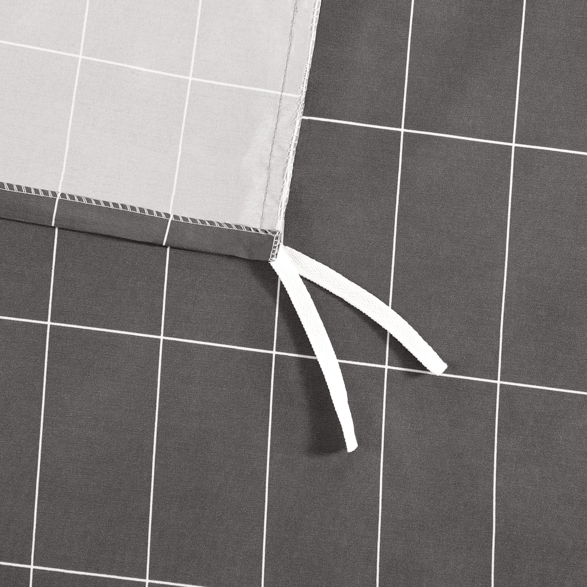 Close up of the ties on a duvet cover