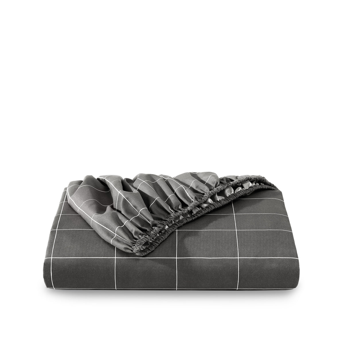 Microfiber fitted sheet folded with a white background