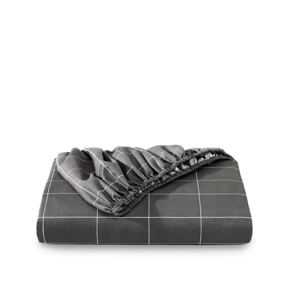 Microfiber fitted sheet folded with a white background