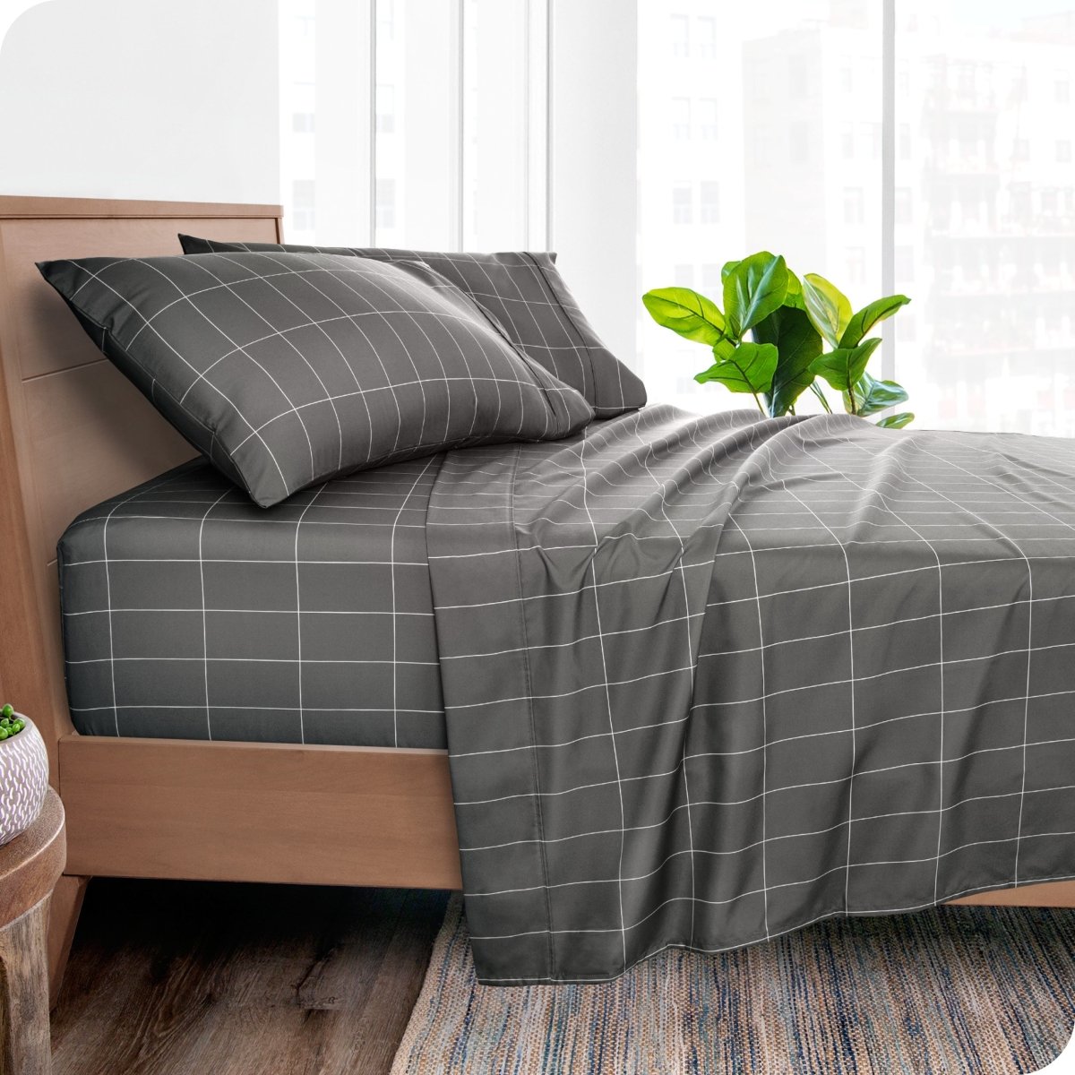 Print Microfiber Hydro-Brushed Sheet Set - Twin