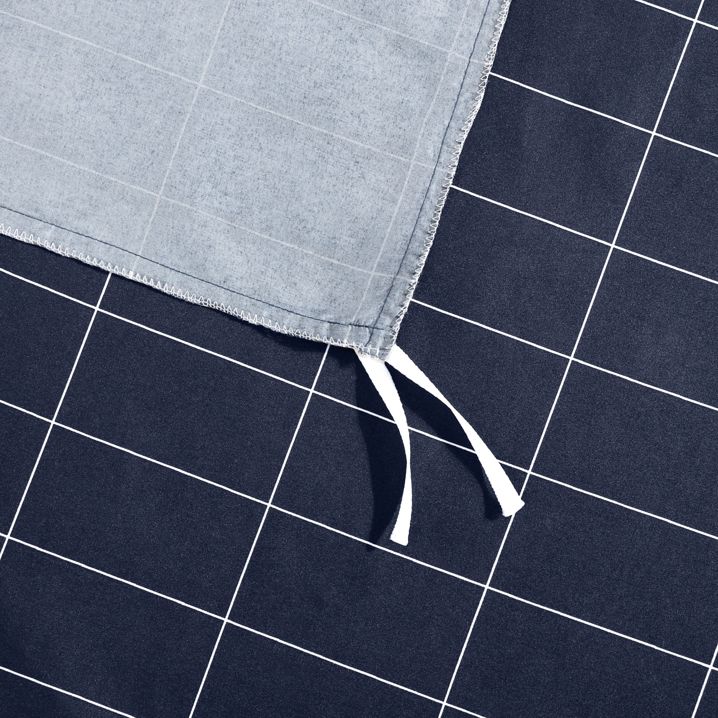 Close up of the ties on a duvet cover