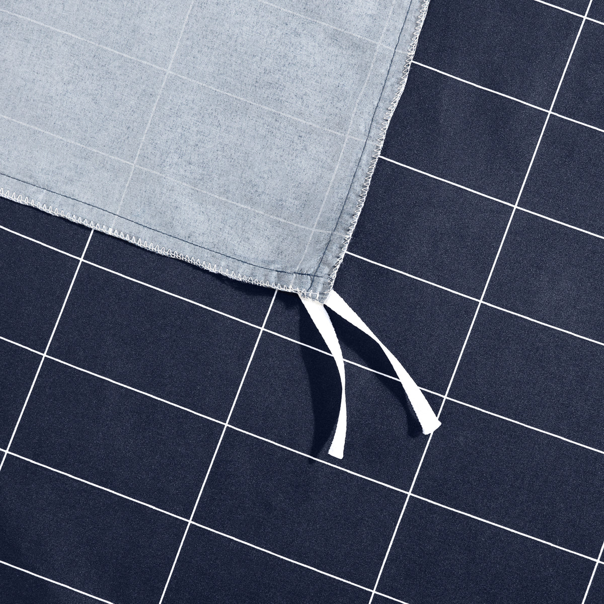 Close up of the ties on a duvet cover