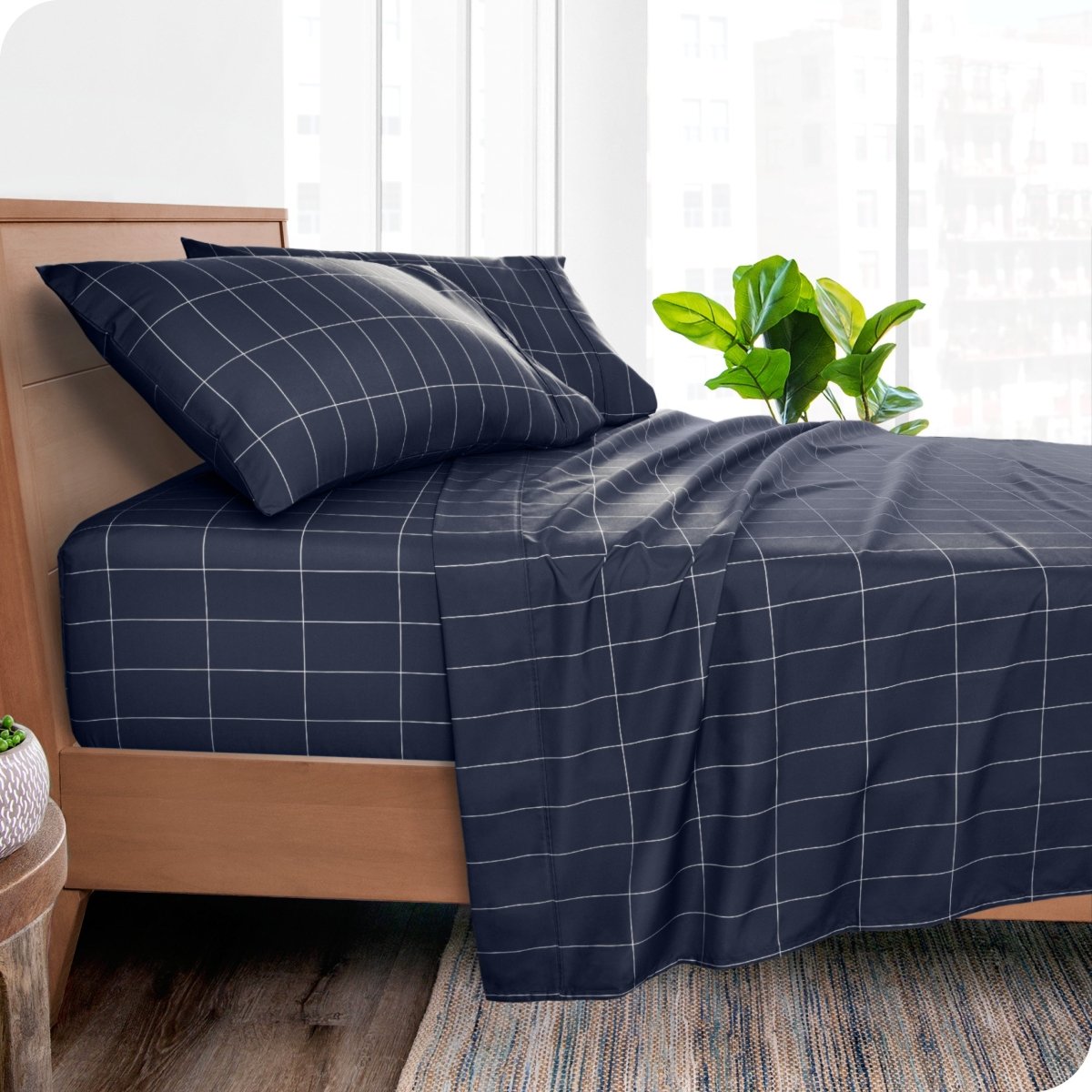 Print Microfiber Hydro-Brushed Sheet Set - Twin
