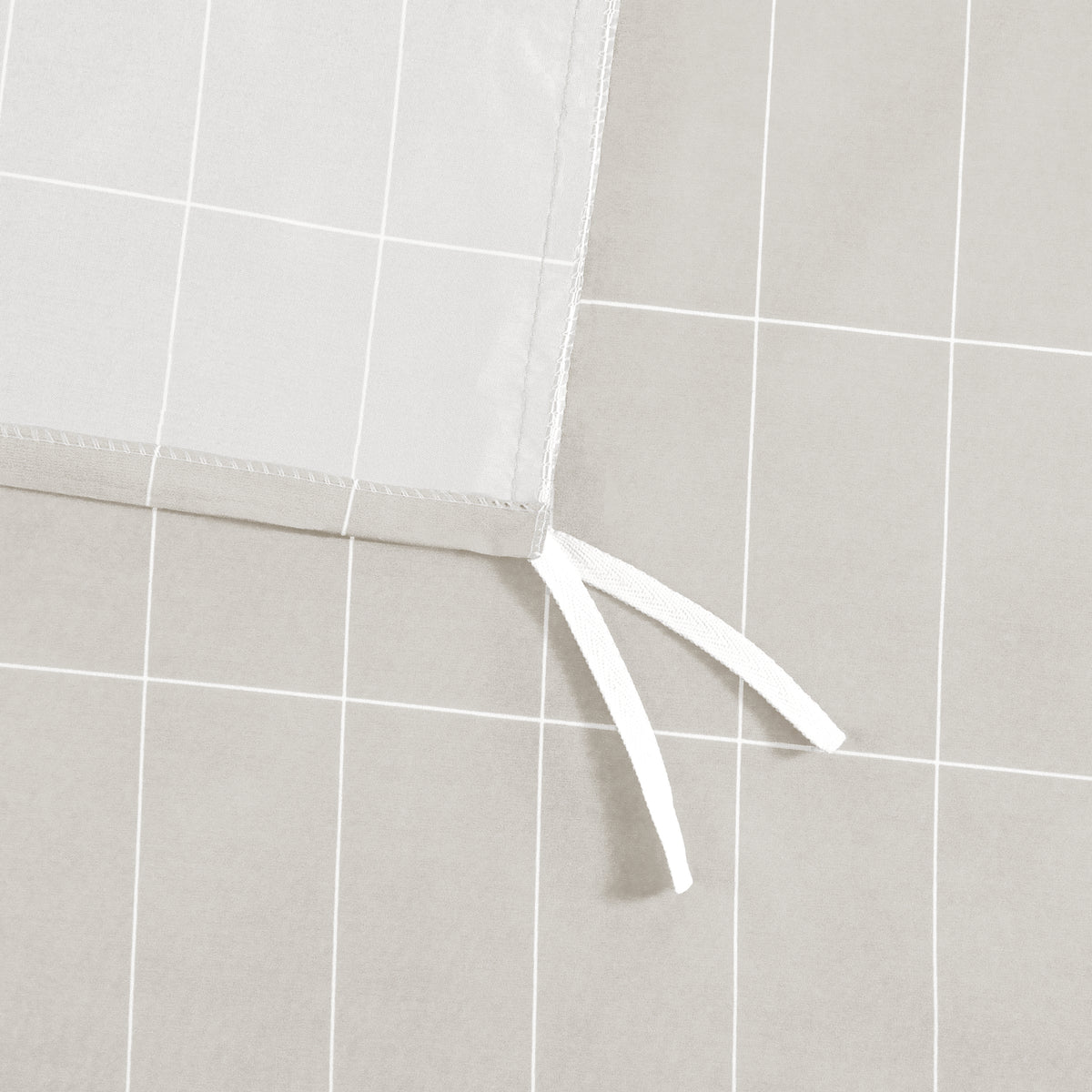 Close up of the ties on a duvet cover
