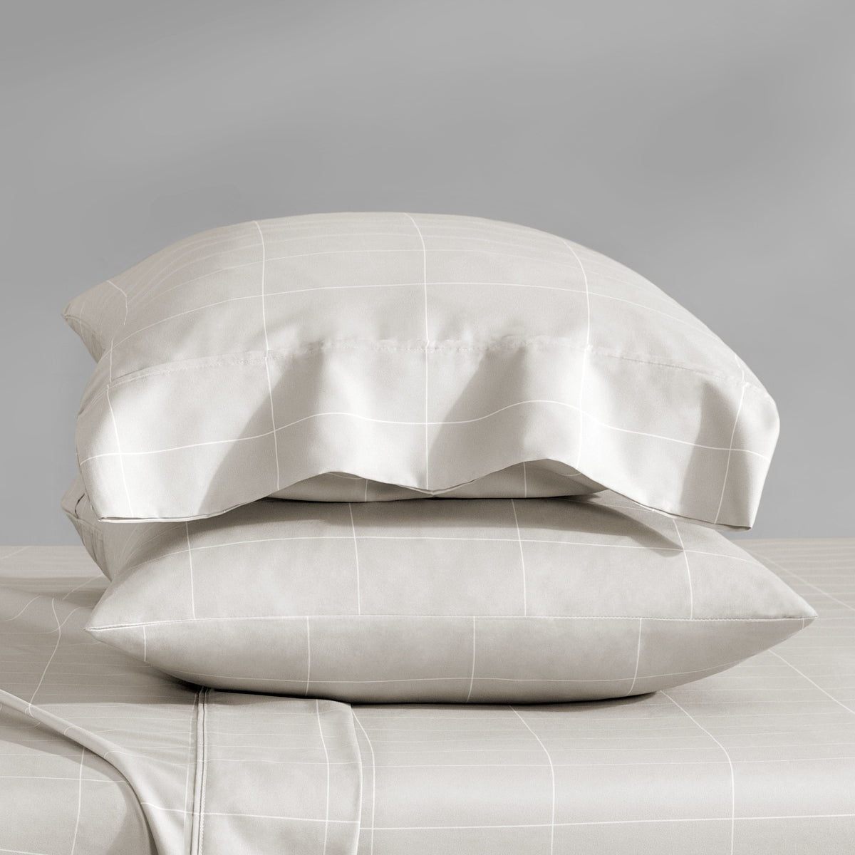 Printed pillowcases stacked