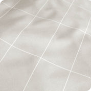 Close up of a printed microfiber sheet showing the pattern and texture