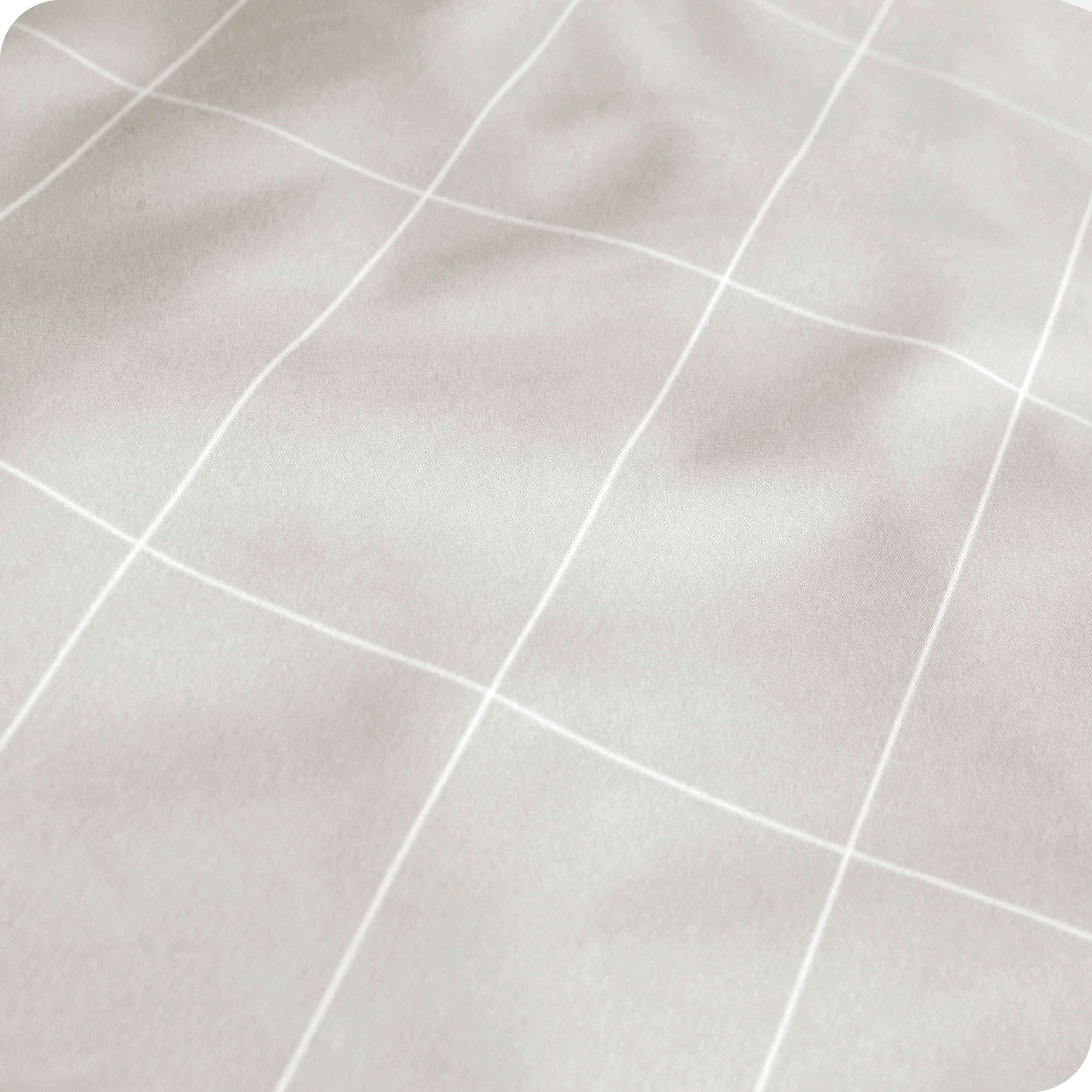 Close up of a printed microfiber sheet showing the pattern and texture