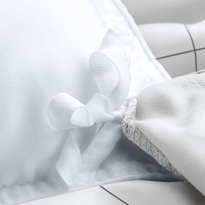 Close up of the ties on a duvet cover