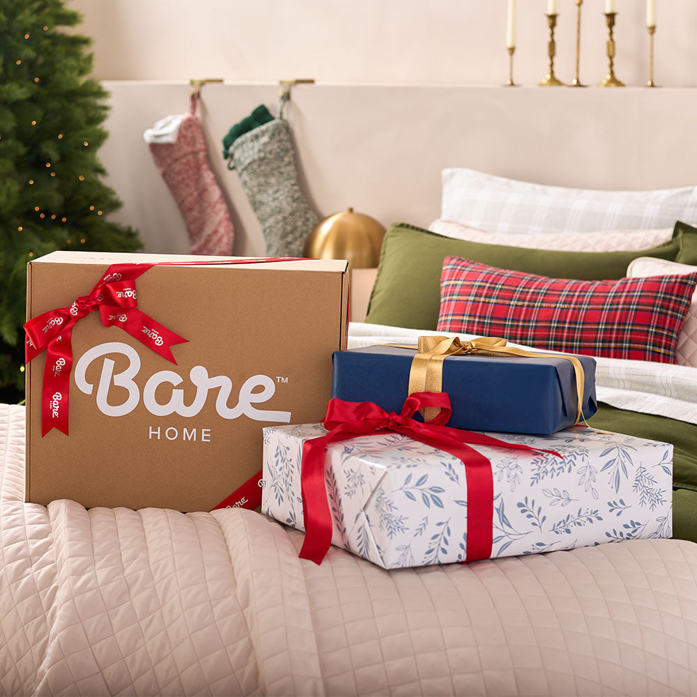 Bare Home Gifts Wrapped On Bed