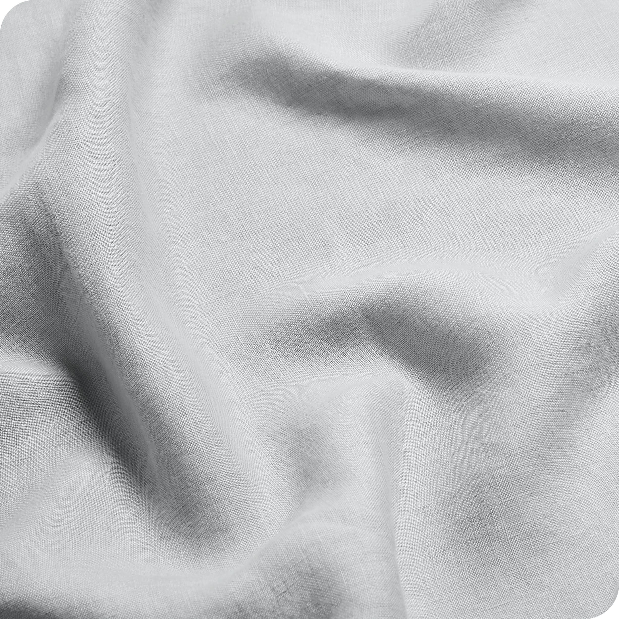 Close in view showing texture of linen sheet set fabric