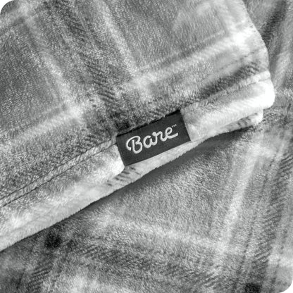 Close-up of a textured fabric with a 'Bare' label.