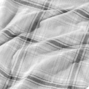 Close-up of glencoe plaid duvet cover fabric