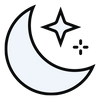icon of a crescent moon and star  logo