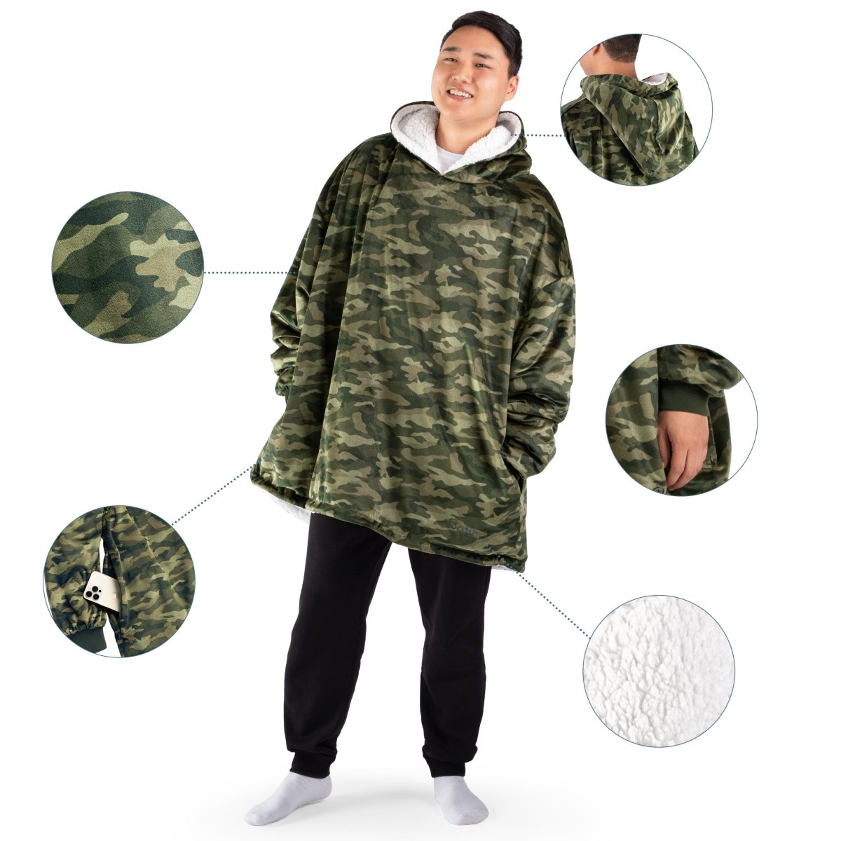 Person wearing a Bare Homey with close-up inserts on a white background