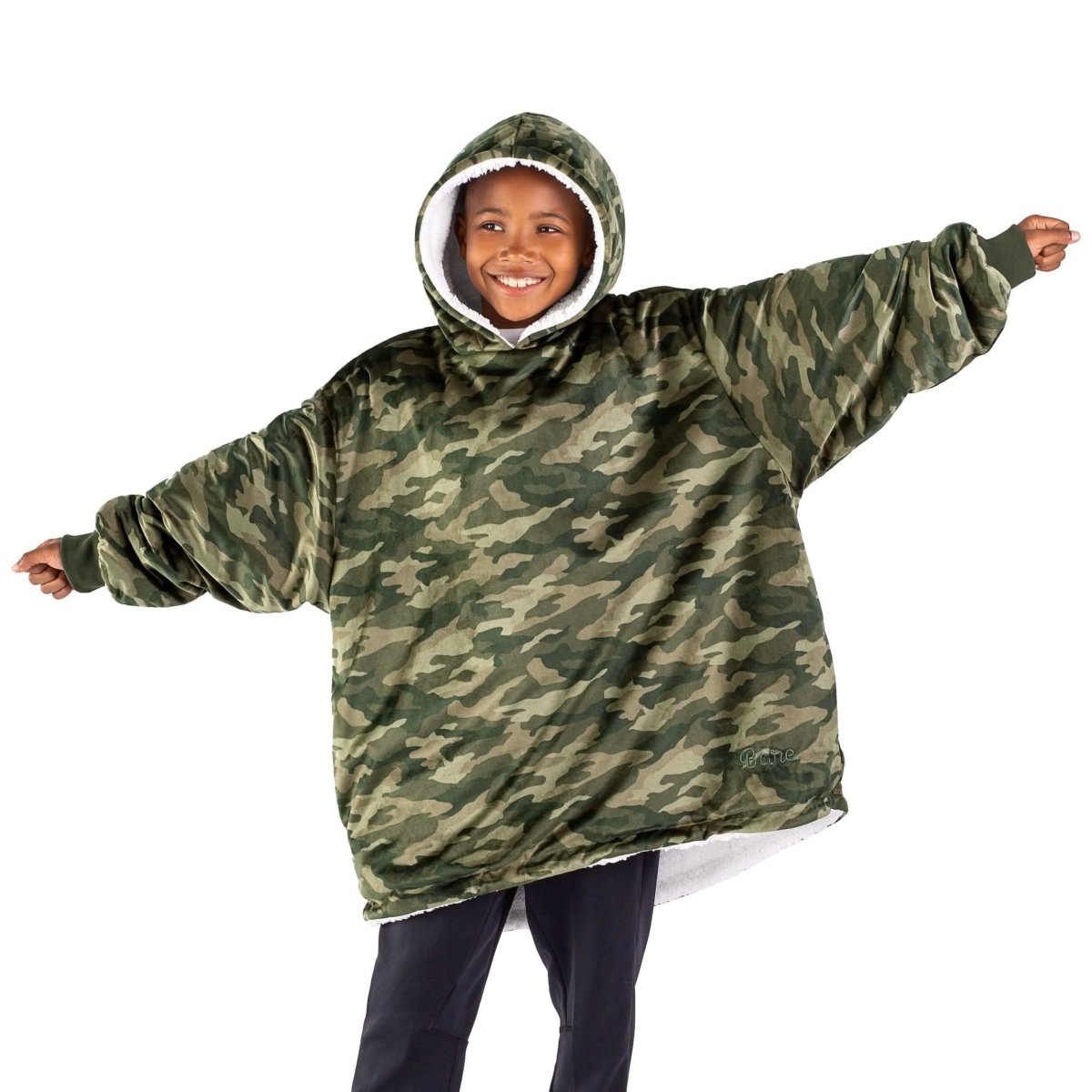 A youth wearable blanket on a child