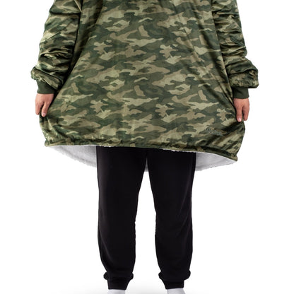 Child wearing a Bare Home wearable blanket