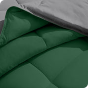 Close up of the comforter folded back showing the two different colored sides