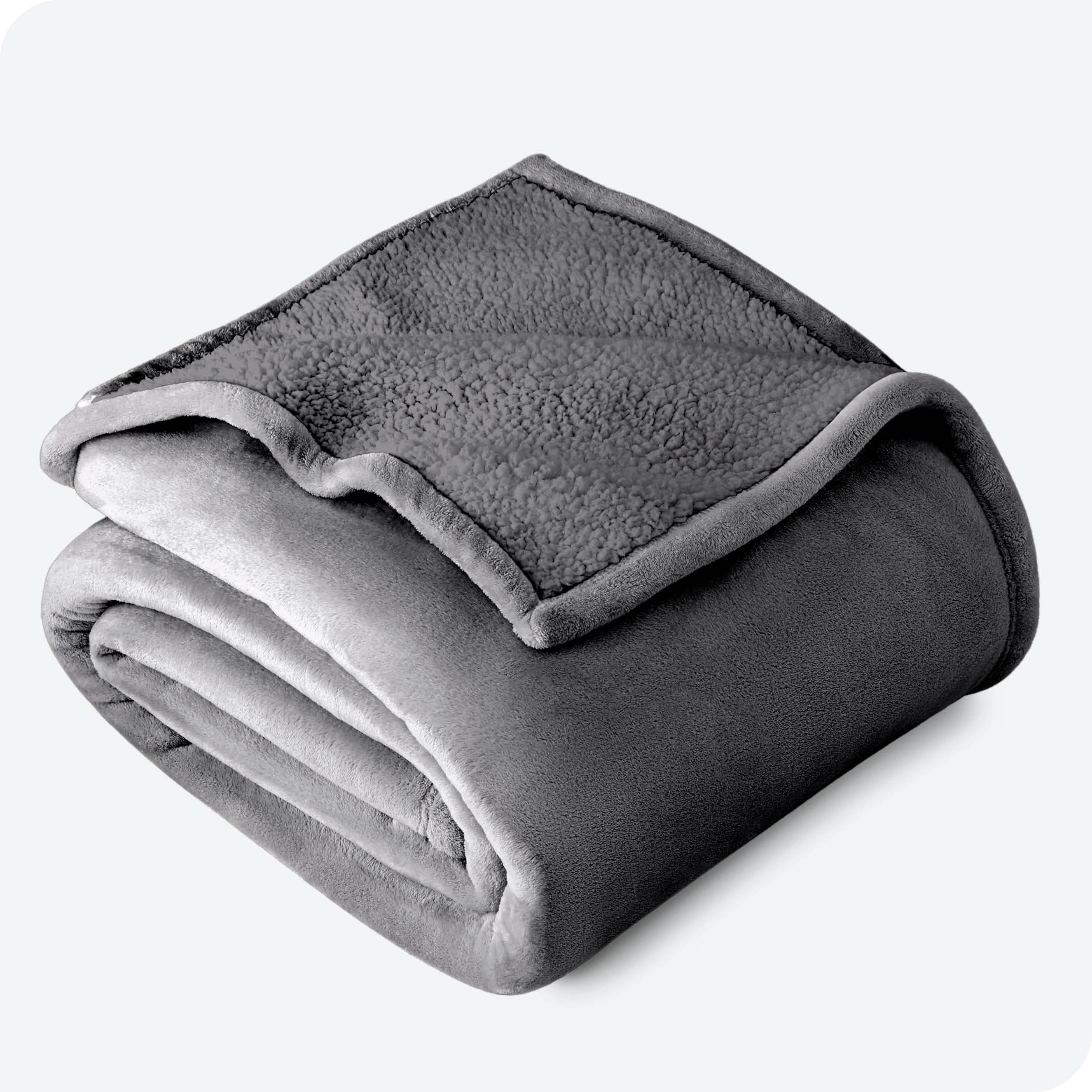 Grey Sherpa Blanket folded