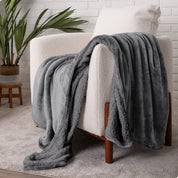 Blanket draped over a chair in a cozy living room setting.