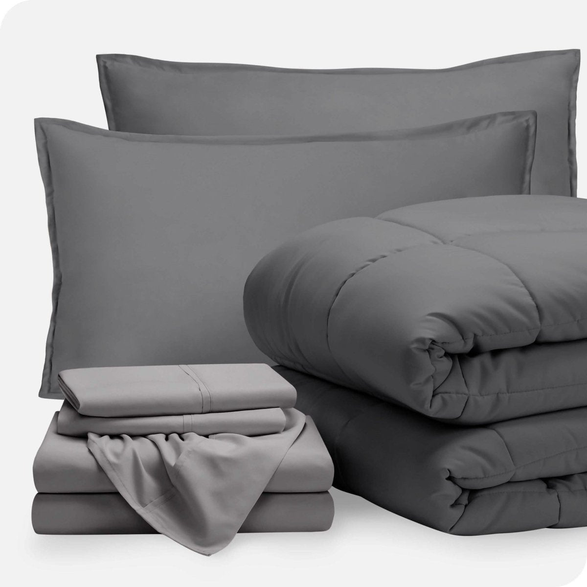 A bed in a bag folded and stacked neatly