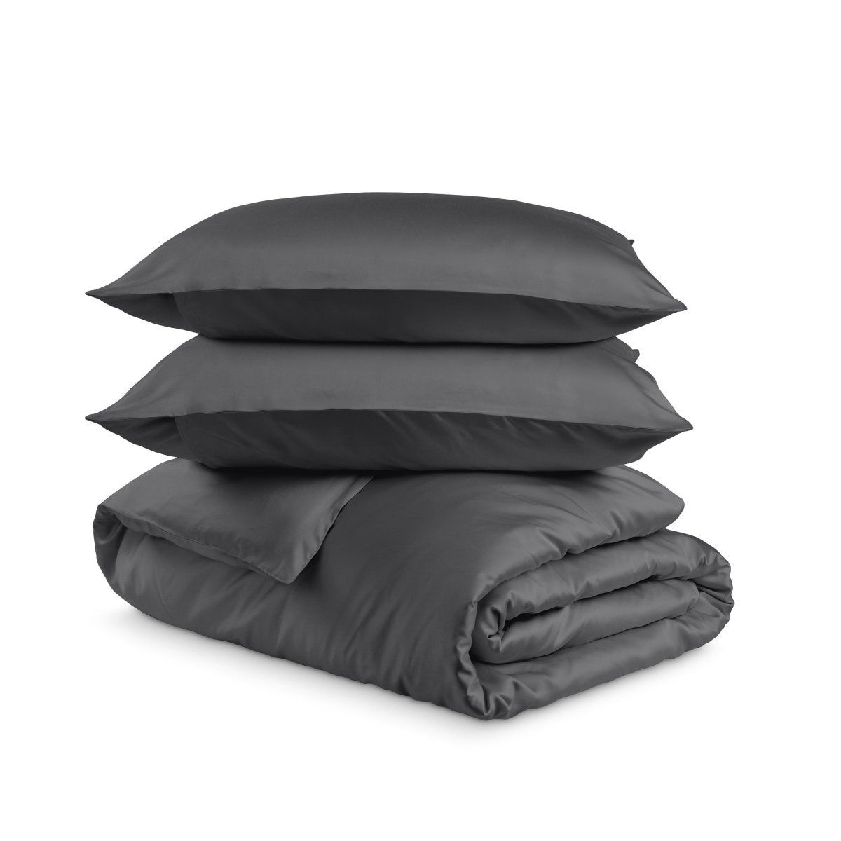 Bedding set with duvet cover and pillow shams on a white background