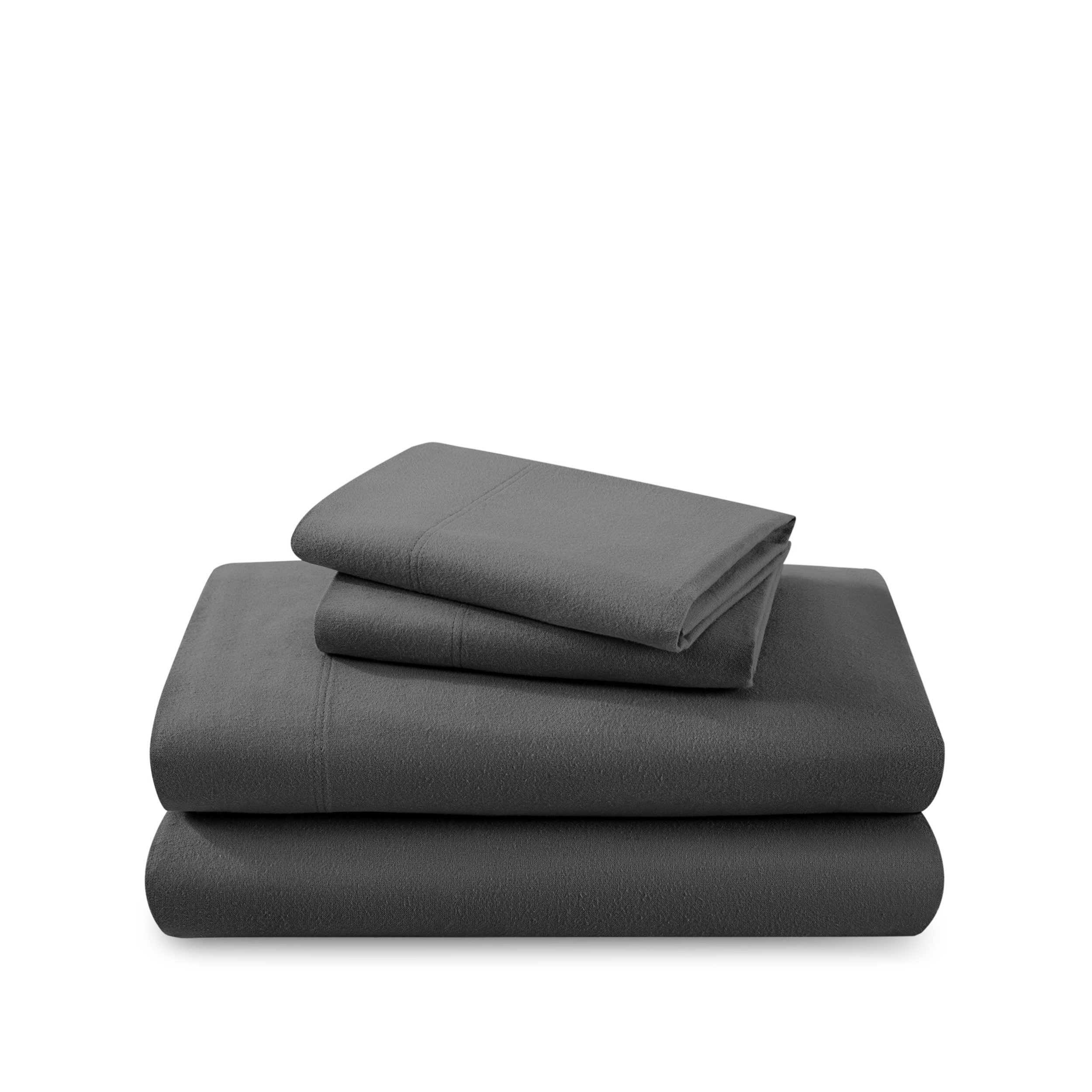 Flannel sheet set folded and stacked