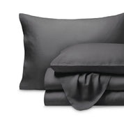 Linen sheet set folded with a white background