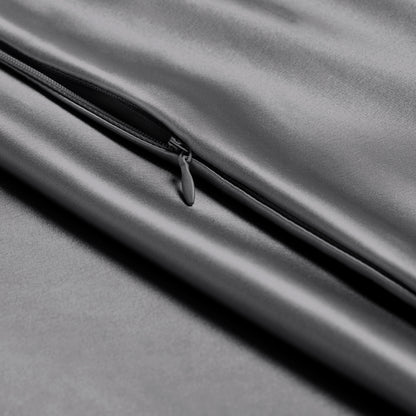 Close-up of a silk pillowcase with a zipper